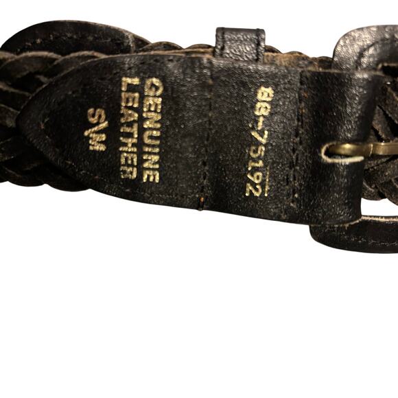 Vintage Y2K black braided belt, genuine leather, size S/M, 36” - Picture 3 of 7